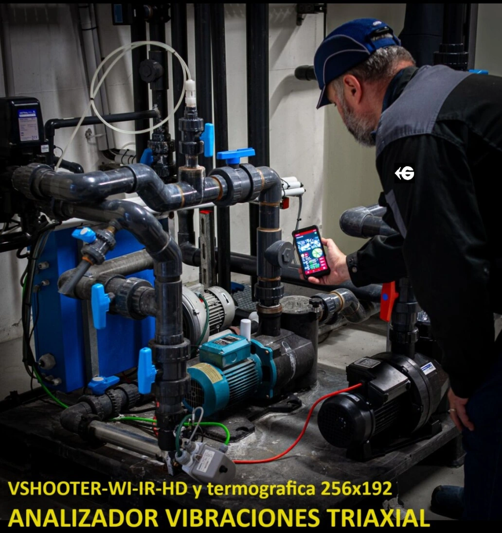 analizador vibrometro triaxial a smartphone PX1 vibrometro triaxial foto termoca 265x192 y puntos color segun ISO 10816 GimateG