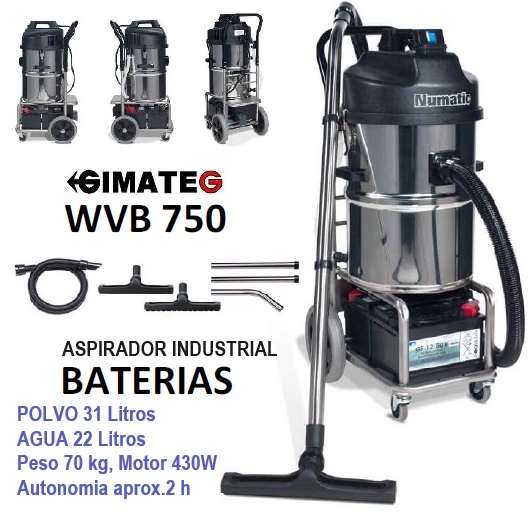 aspirador industrial a baterias polvo y agua WVB GIMATEG