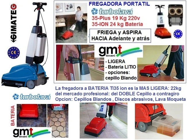 Fregadora a BATERIA Friega 35cm solo 19 kg gimateg
