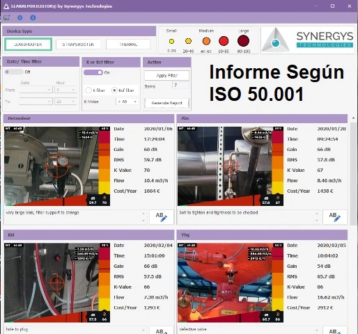 Informe ISO 50001 fugas aire comprimido leakshooter por ultrasonido calculo y foto gimateg
