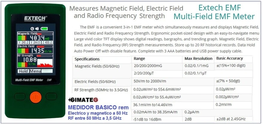 medidor basico radiaciones EMF GimateG