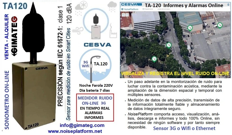 medidor ruido ambiente online 3G TA120 cesva gimateg