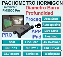 pachometro barras hormigon PM8000pro APP iPad gimateg