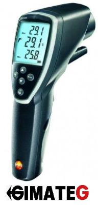 Termómetro infrarrojo profesional Testo 845 para medición sin contacto de temperaturas superficiales, con óptica de largo alcance y alta precisión para aplicaciones industriales y de mantenimiento, disponible en Gimatec.