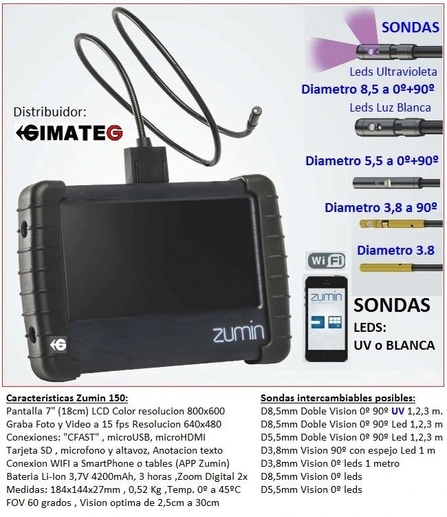 videoscopio con luz ultravioleta UV consulte gimateg