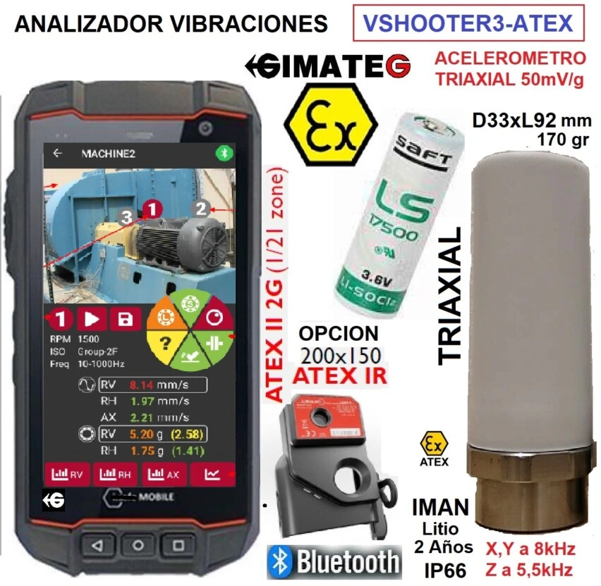 analizador vibracion atex triaxial con foto maquina VSHOOTER GimateG