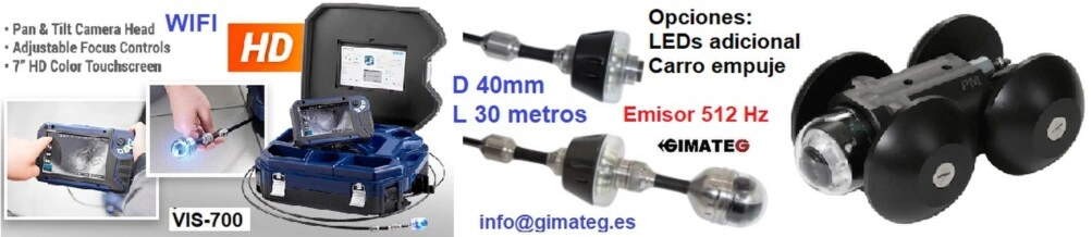camara giratoria VIS700 inspeccion tubos 30 metros gimateg