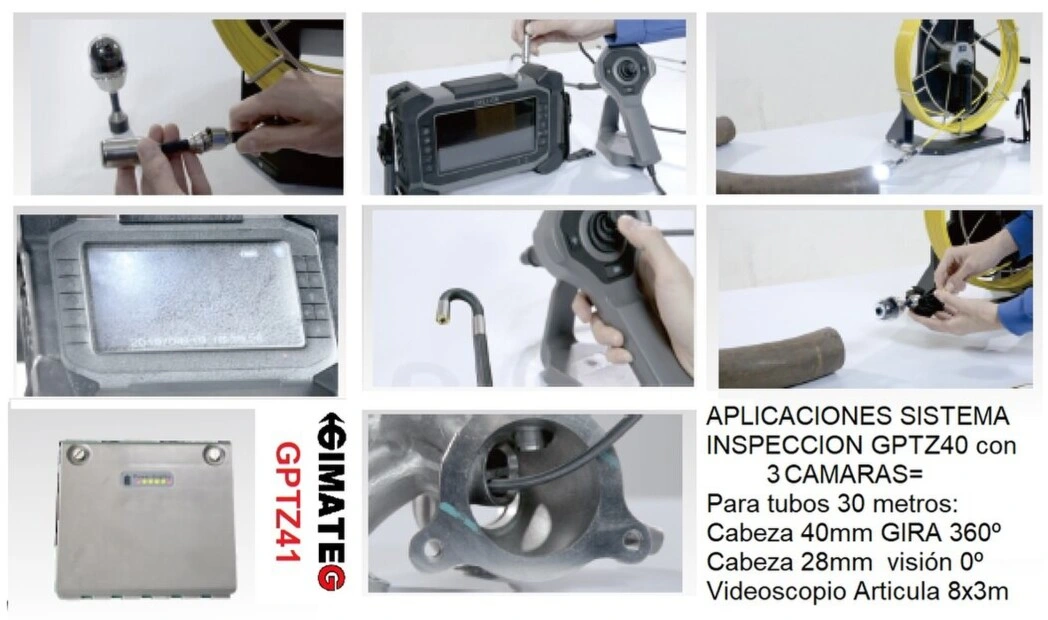 Aplicaciones camara triple para tubos de DN30 a DN200 GiCam-PTZ gimateg