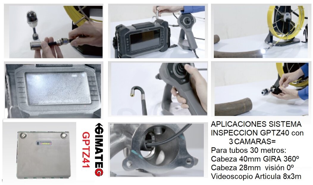 Aplicaciones camara triple para tubos de DN30 a DN200 PTZ gimateg
