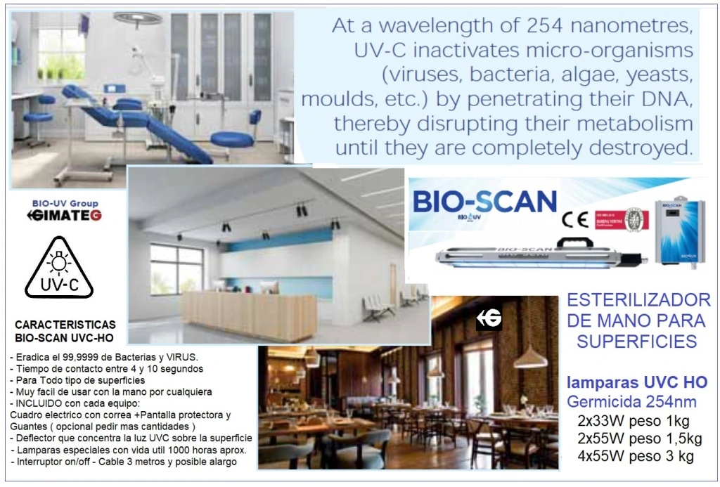 higiene de superficies con esterilizacion UVC BioScan GimateG