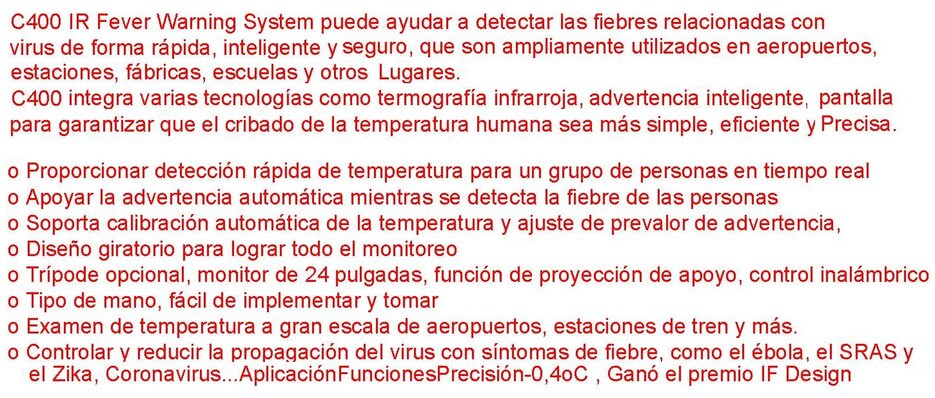 caracteristicas C400 termografica para fiebre gimateg