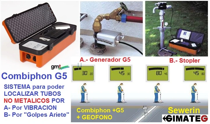 localizador tubos combiphon geofono y valvula sewerin gimateg