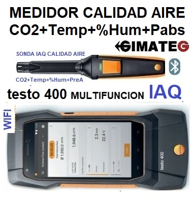 Dataloger testo 400 calidad aire ambiente CO2 temperatura y humedad GimateG