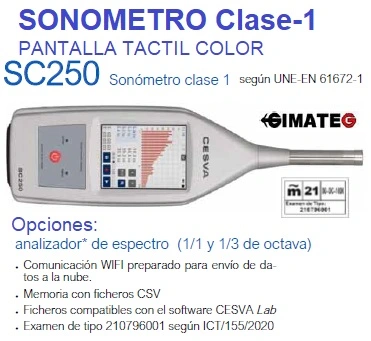 sonometro color tipo 1 tercios octava cesva 250 GimateG