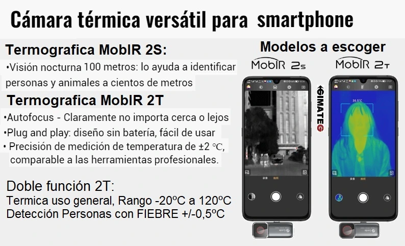 termografica a movil MobIR 2S 256x192 tele guide-gimateg