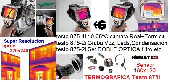 termografica testo 875 con Doble optica angular y teleobjtivo gimateg