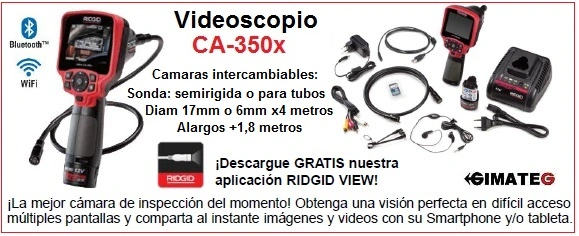 videoscopio ridgid CA350x Wifi bateria litio GimateG