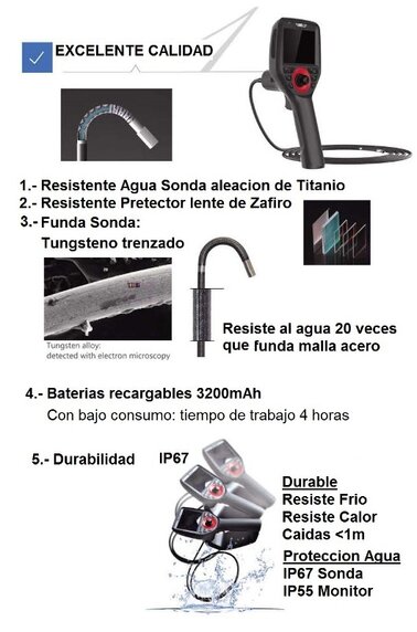 detalles videoscopio articulado 4 ejes M3 de gimateg